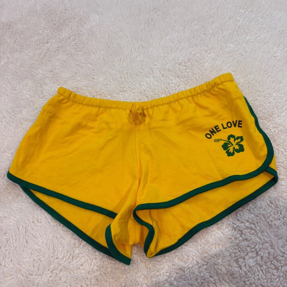 Jamaica Womens Yellow Booty Shorts Resort Vacation XL 3" Cotton Summer Casual